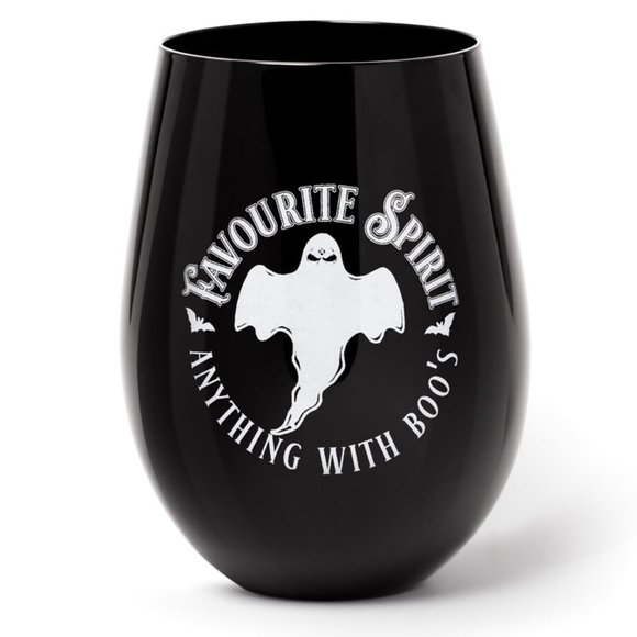 Alchemy Gothic Favorite Spirit Goth Ghost Black Glass Stemless Wineglass NIB - Picture 1 of 2